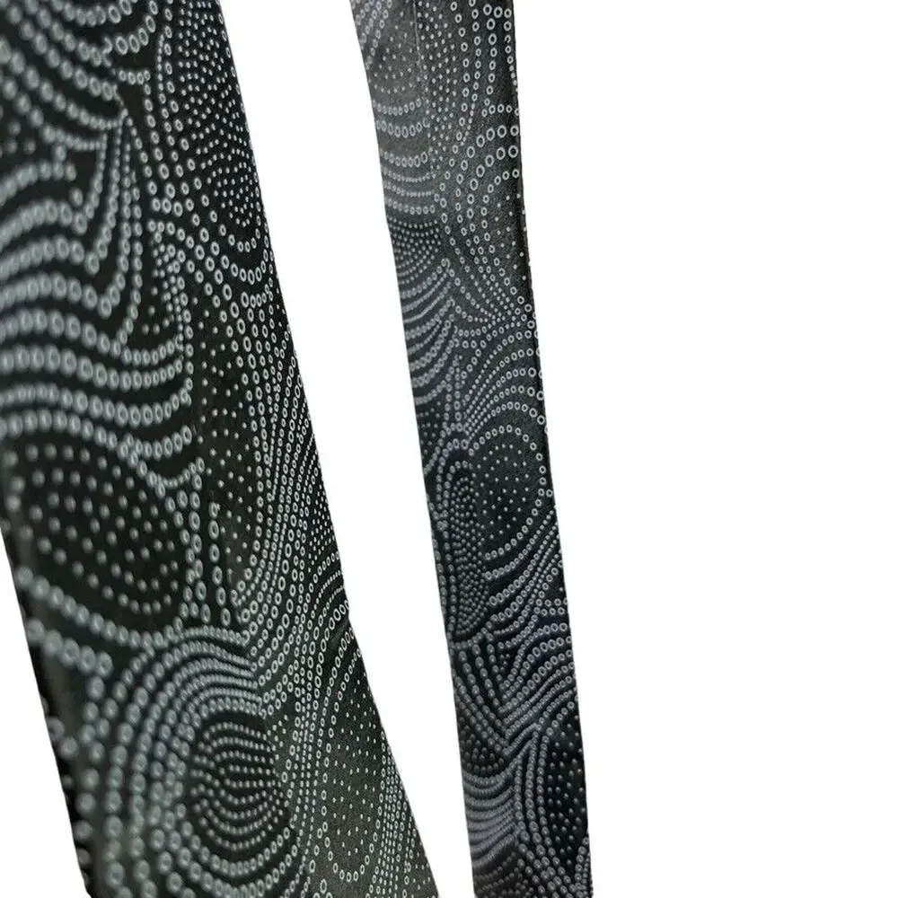 Perry Ellis Portfolio Mens Gray Olive Paisley 100% Silk Hand Made Necktie Tie